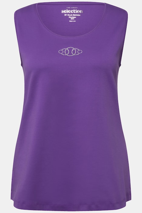 Top, Pima Cotton, Slim, Rundhals, Ziersteinchen, ärmellos