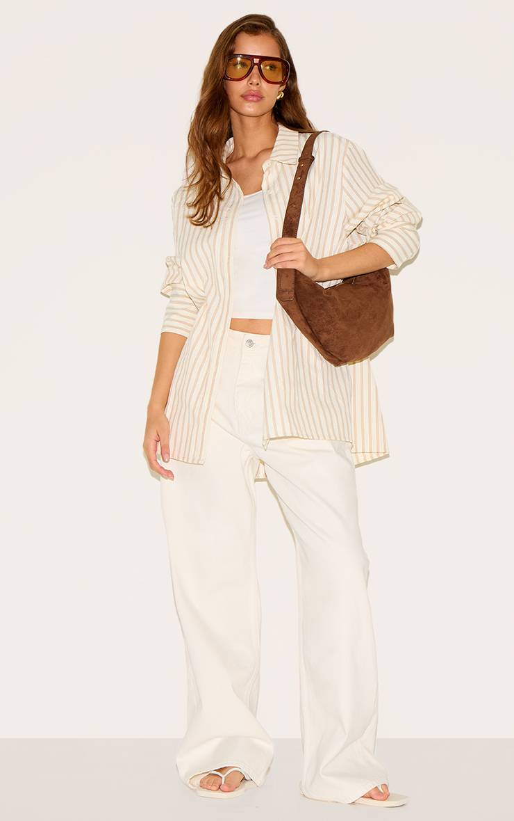 Crème Chemise Oversize À Poignets Rayés