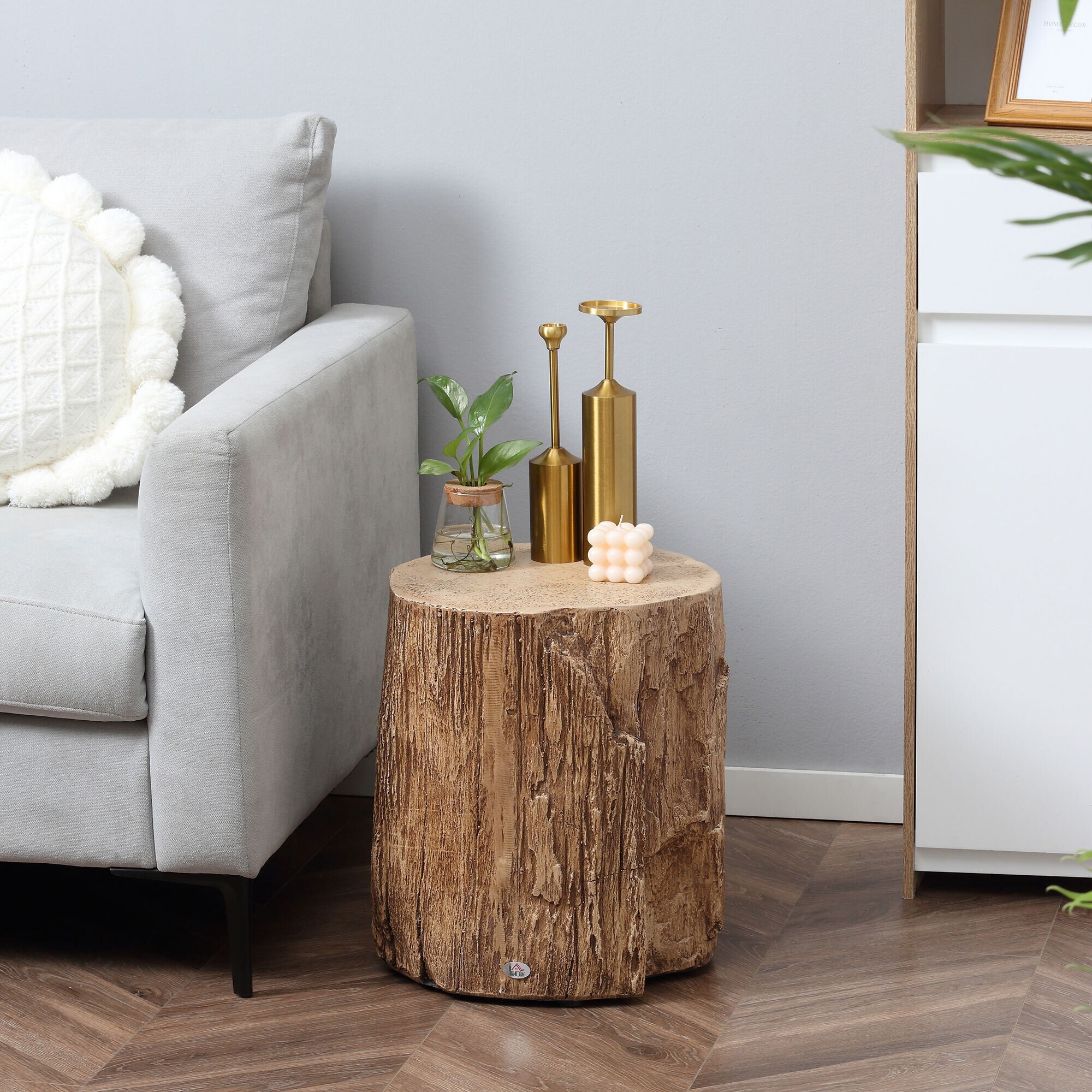 HOMCOM Beistelltisch mit vier verstellbaren Füßen natur 37L x 37B x 43H cm
