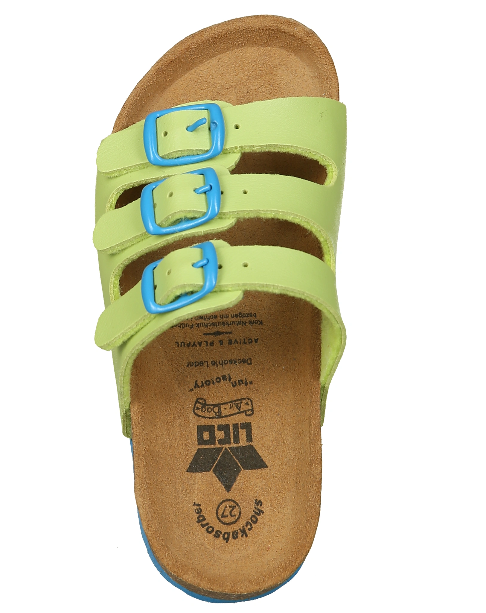 Pantoletten BIOLKids in lemon/blau