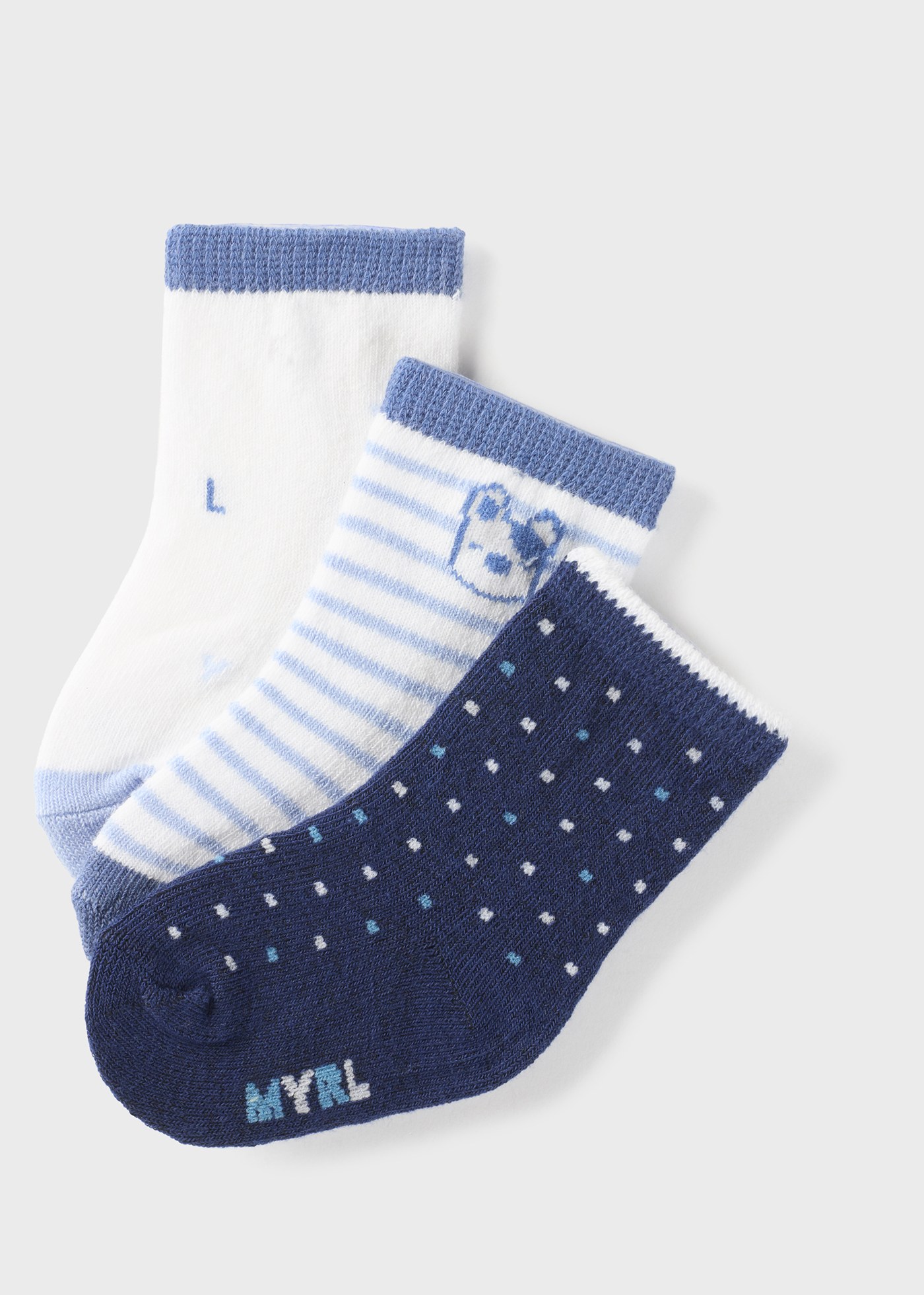 Pacote com 3 pares de meias estampadas para recém-nascidos