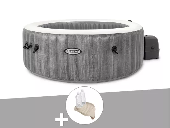 Kit spa gonflable Intex PureSpa Baltik rond Bulles 4 places + Porte-verre