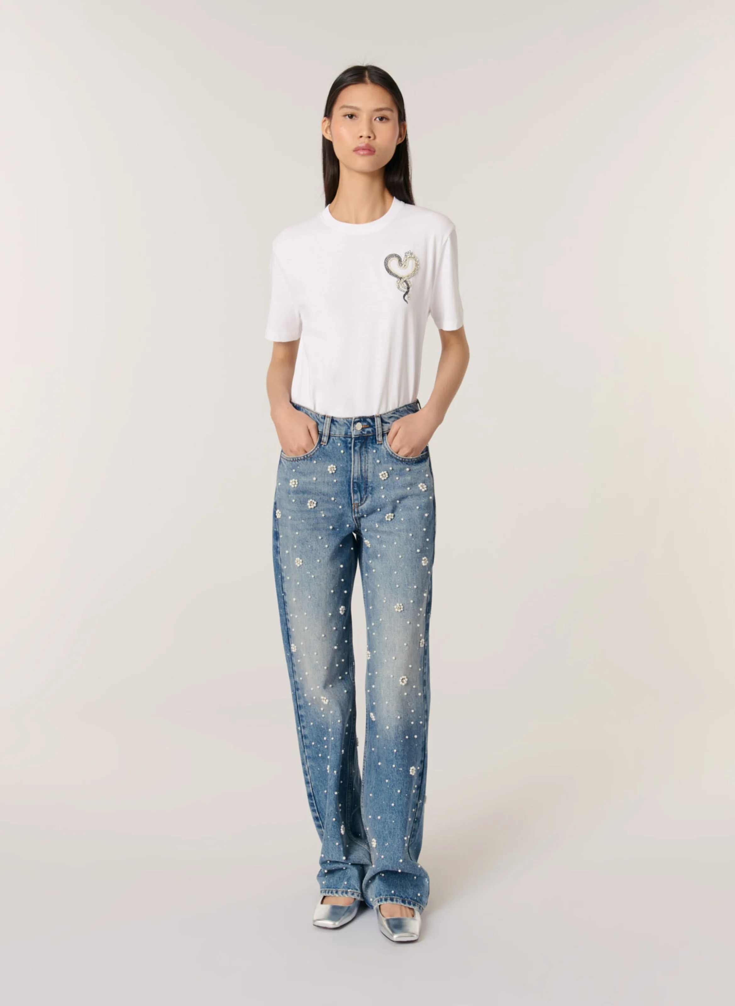 Tee-shirt brodé en coton | Blanc