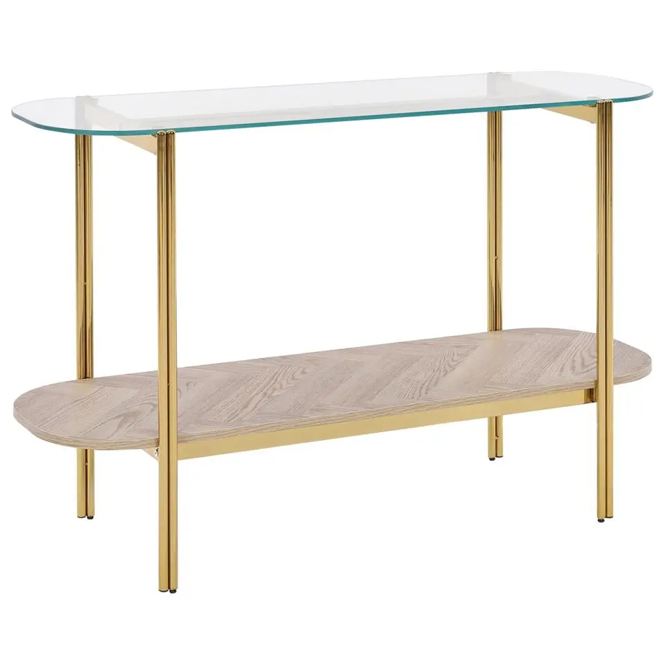 LOVELL - Sidetable - Lichtbruin/Goud - Hout
