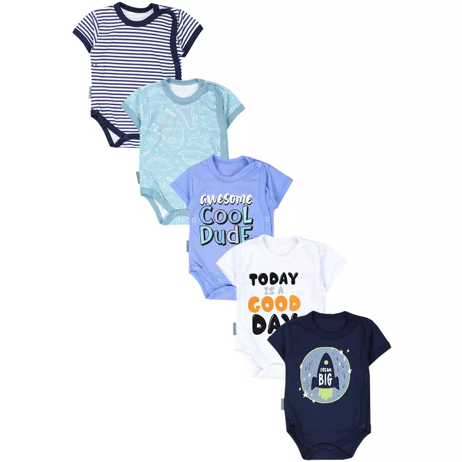 TupTam Baby Jungen Kurzarm Wickelbody 5er Set dunkelblau