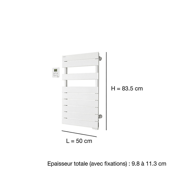 Sèche-serviettes électrique à inertie fluide Acova Alpaga symétrique blanc 500W