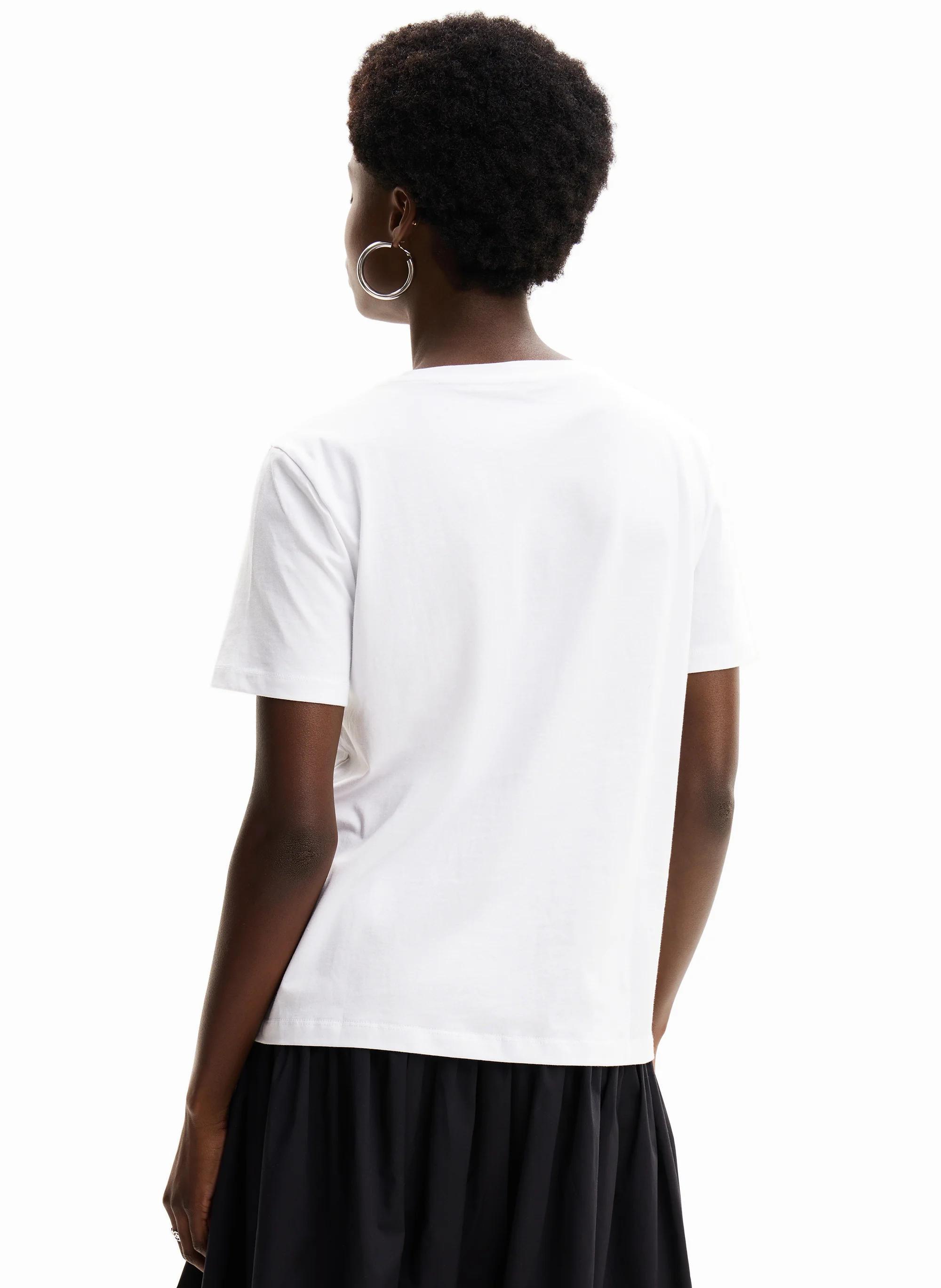 Tee-shirt ample col rond en coton imprimé | Blanc
