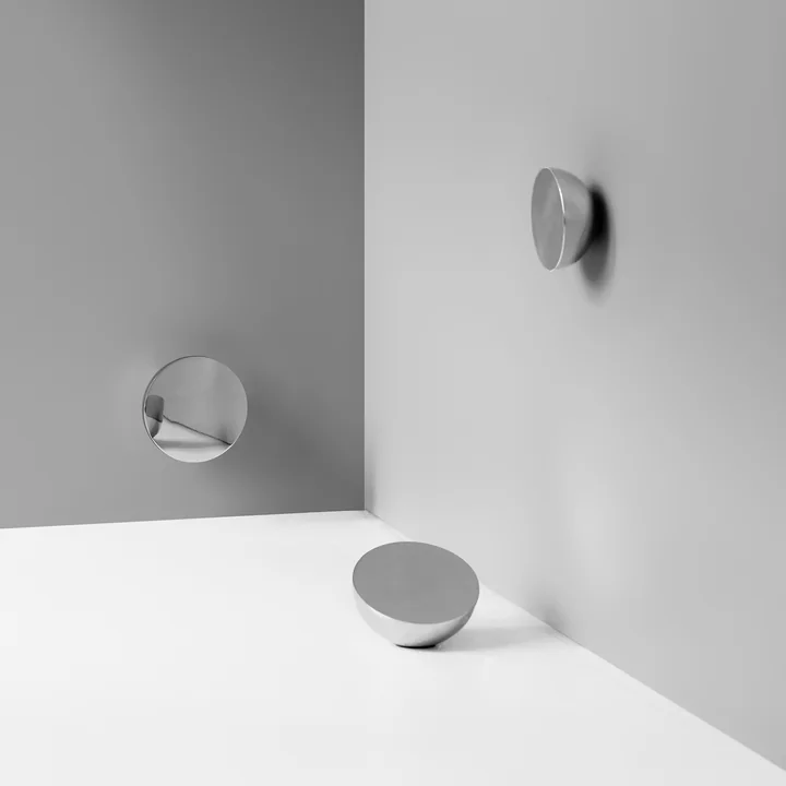 New Works - Aura Tischspiegel, H 9 cm / Ø 12,7 cm, Edelstahl