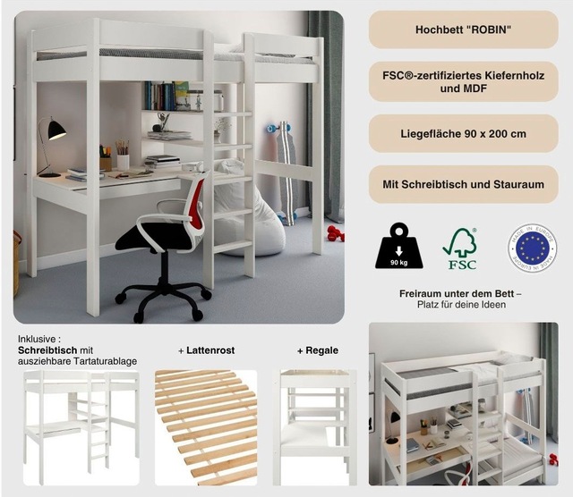Lüttenhütt Hochbett »Stockbett, Kinderbett, 