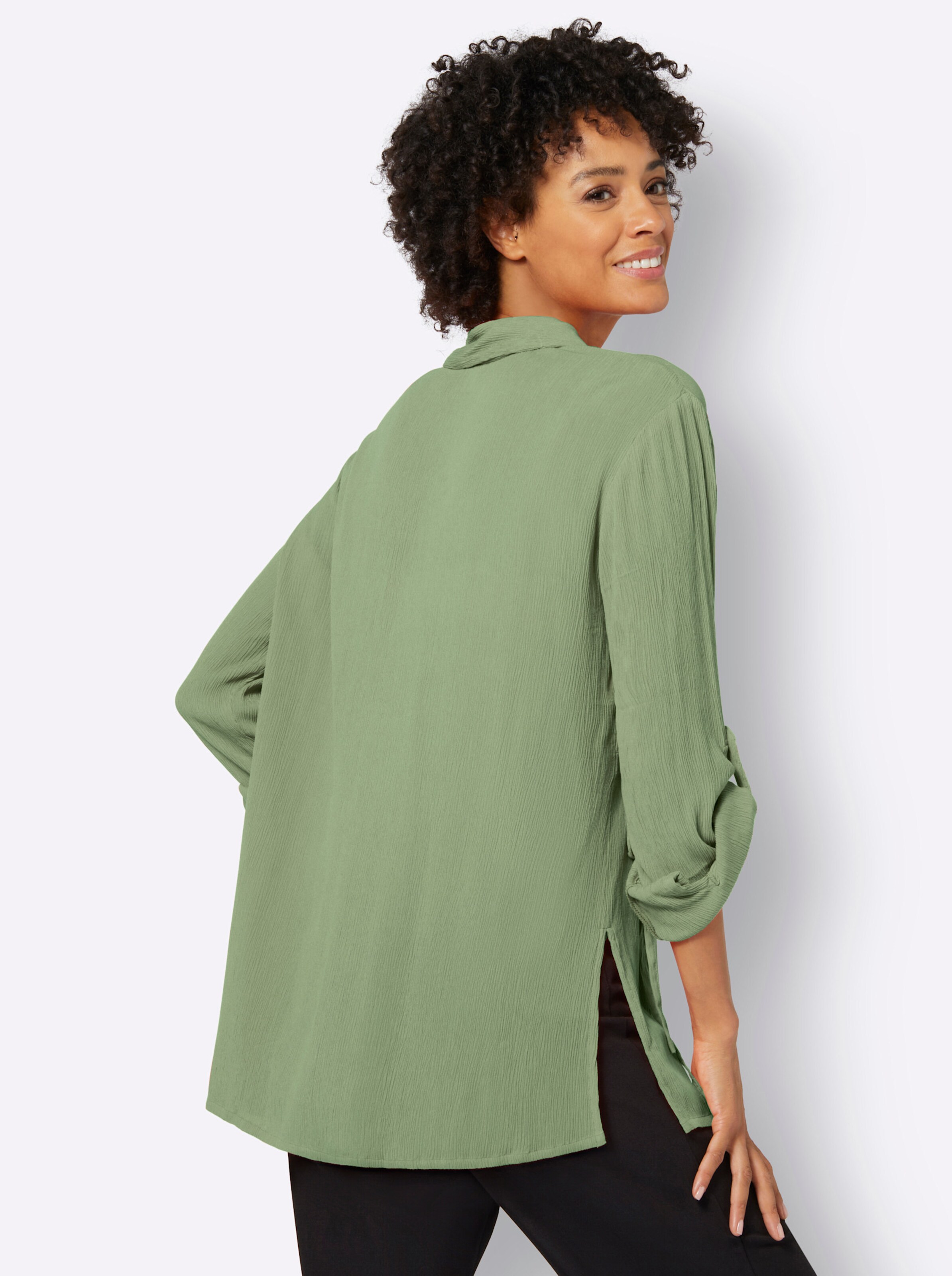 Longbluse in eucalyptus
