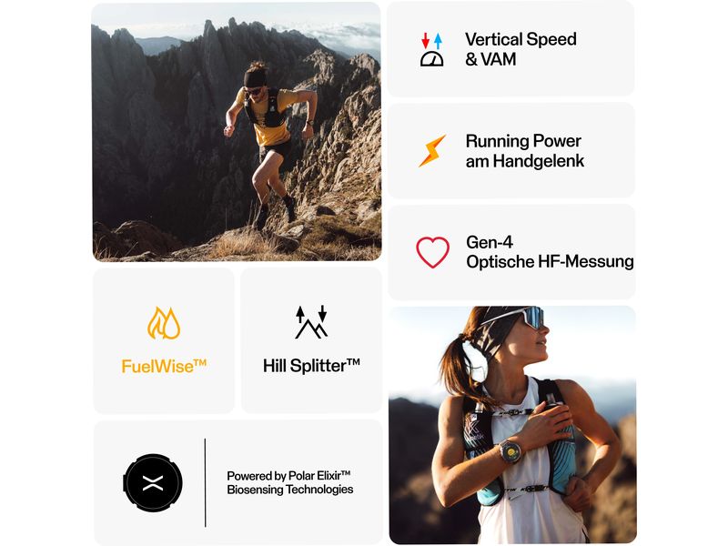 POLAR GPS-Sportuhr Grit X2 Pro Night Black Sportuhr mit optischer Pulsmessung und Smartwatch-Navigation