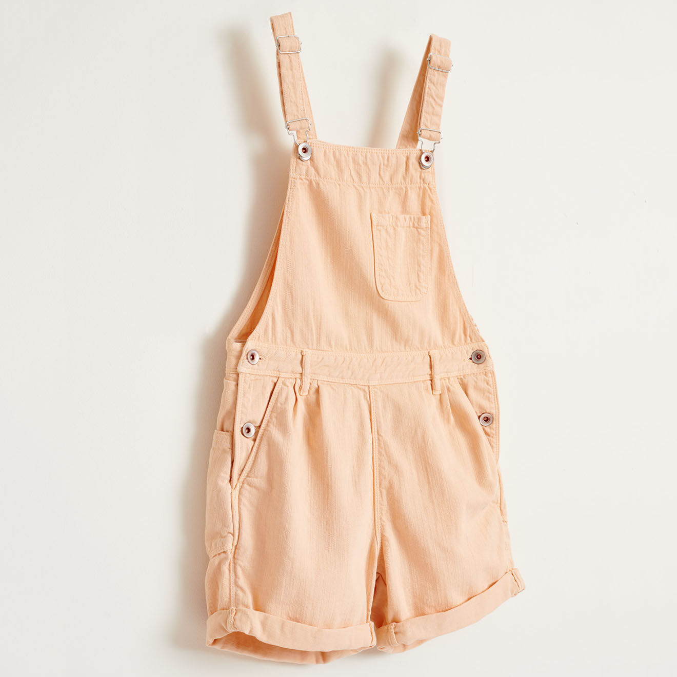 Bellerose Salopette short Pepina en Toile de coton saumon