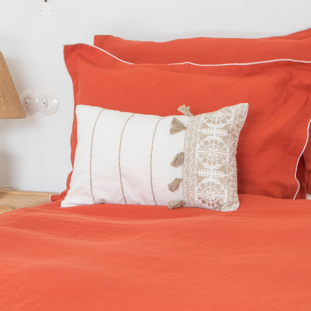 Febronie Home Taie d'oreiller 100% Lin Hortense terracotta