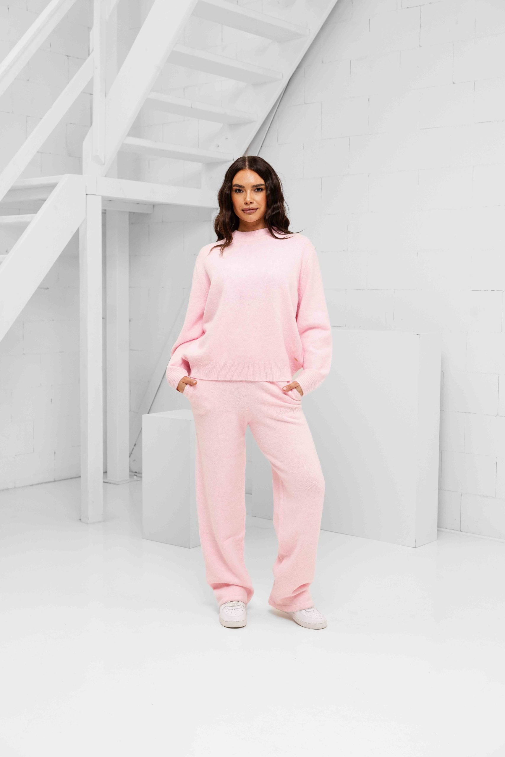 Malelions Oversized Knitted Trainingspak Dames Roze