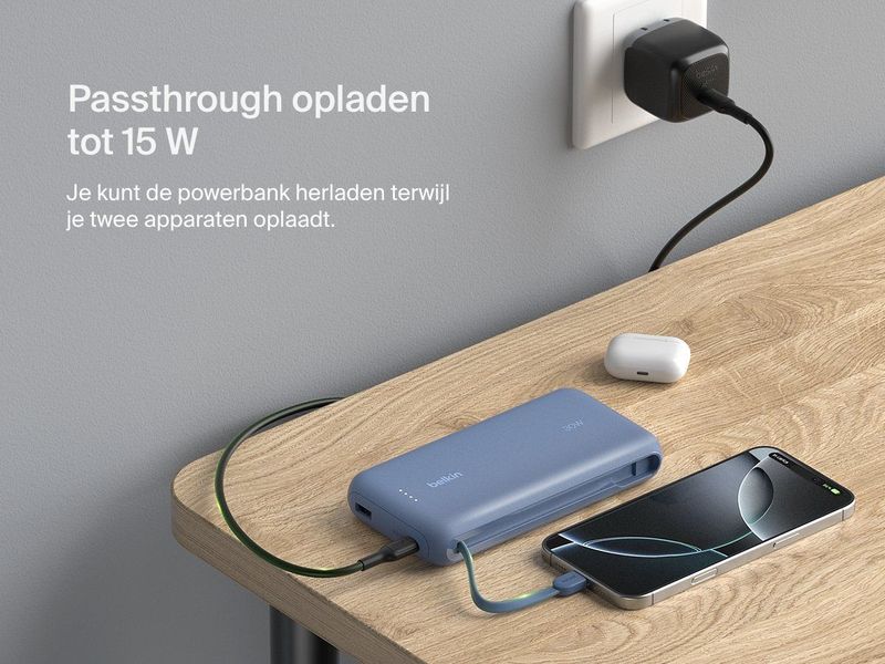 Belkin - Draagbare Power Bank - Blauw - 20.000 mAh - 30 W PD - USB-C