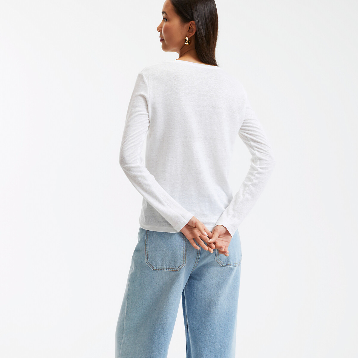 COLEÇÃO LA REDOUTE<br>Camiseta em linho puro, gola redonda