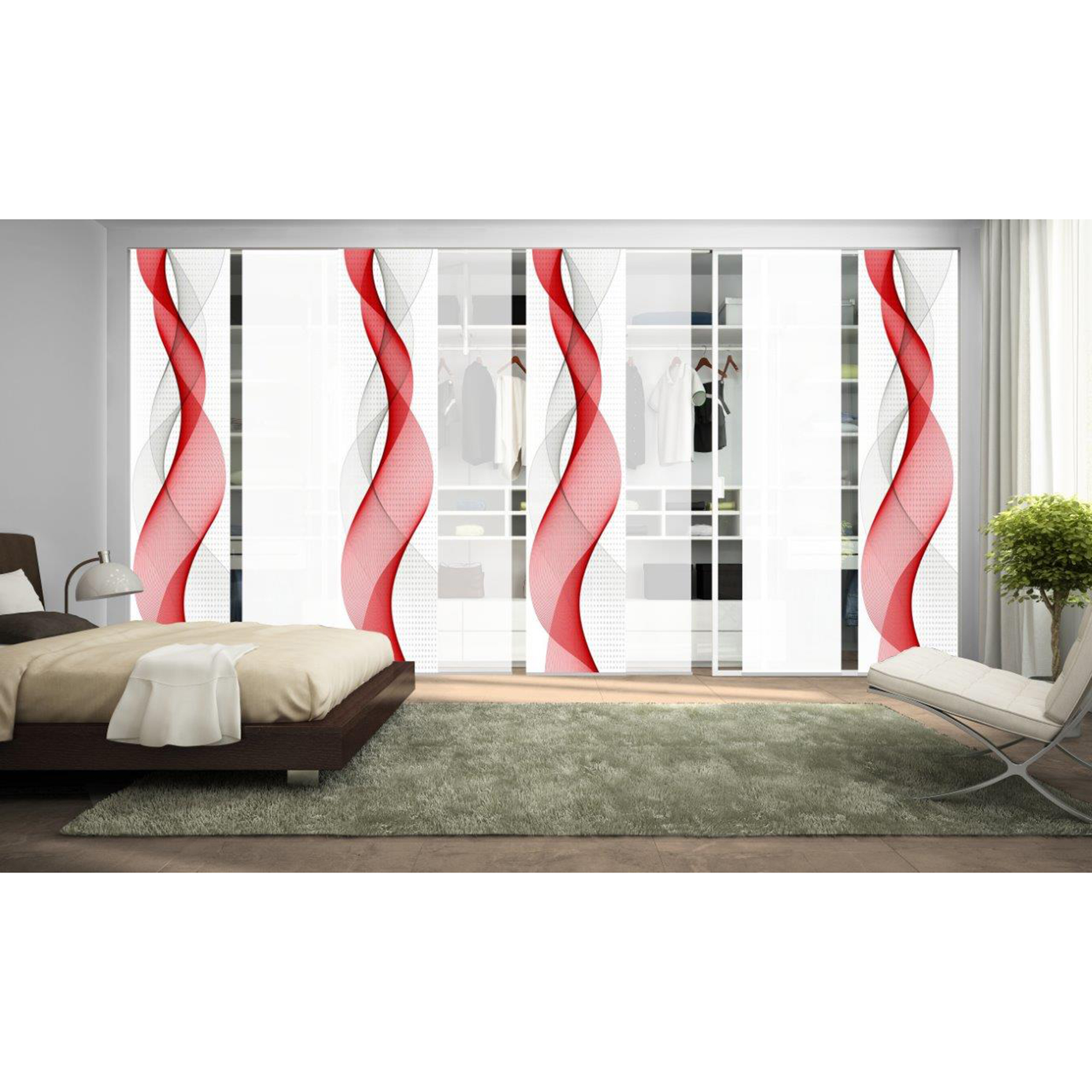 8-teiliges Schiebevorhang-Set OPALIA - rot - je 60x245 cm
