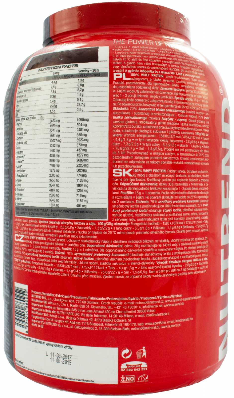 Proteína de soro de leite Nutrend 100% 2250g
