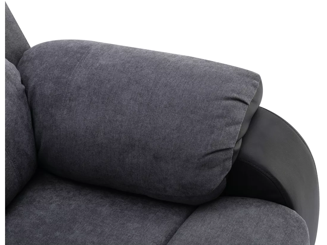 Canapés 3 places 2 places et un fauteuil relax en microfibre et simili gris et noir BRODY