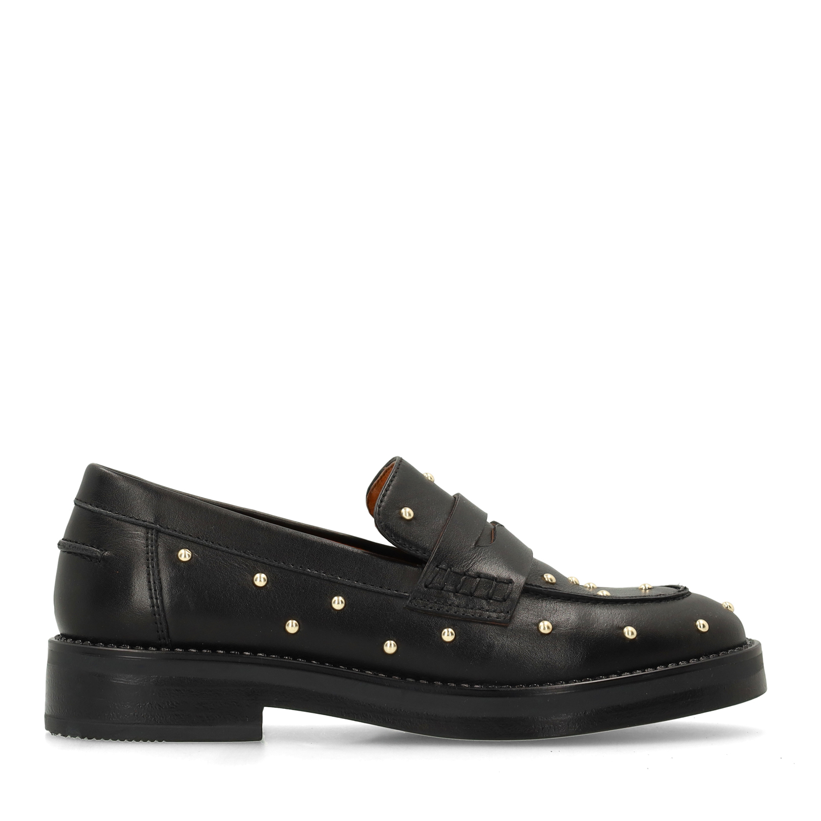 Zwarte leren loafers met studs