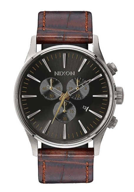 Nixon The Sentry Chrono Leather Brown Gator A4051887