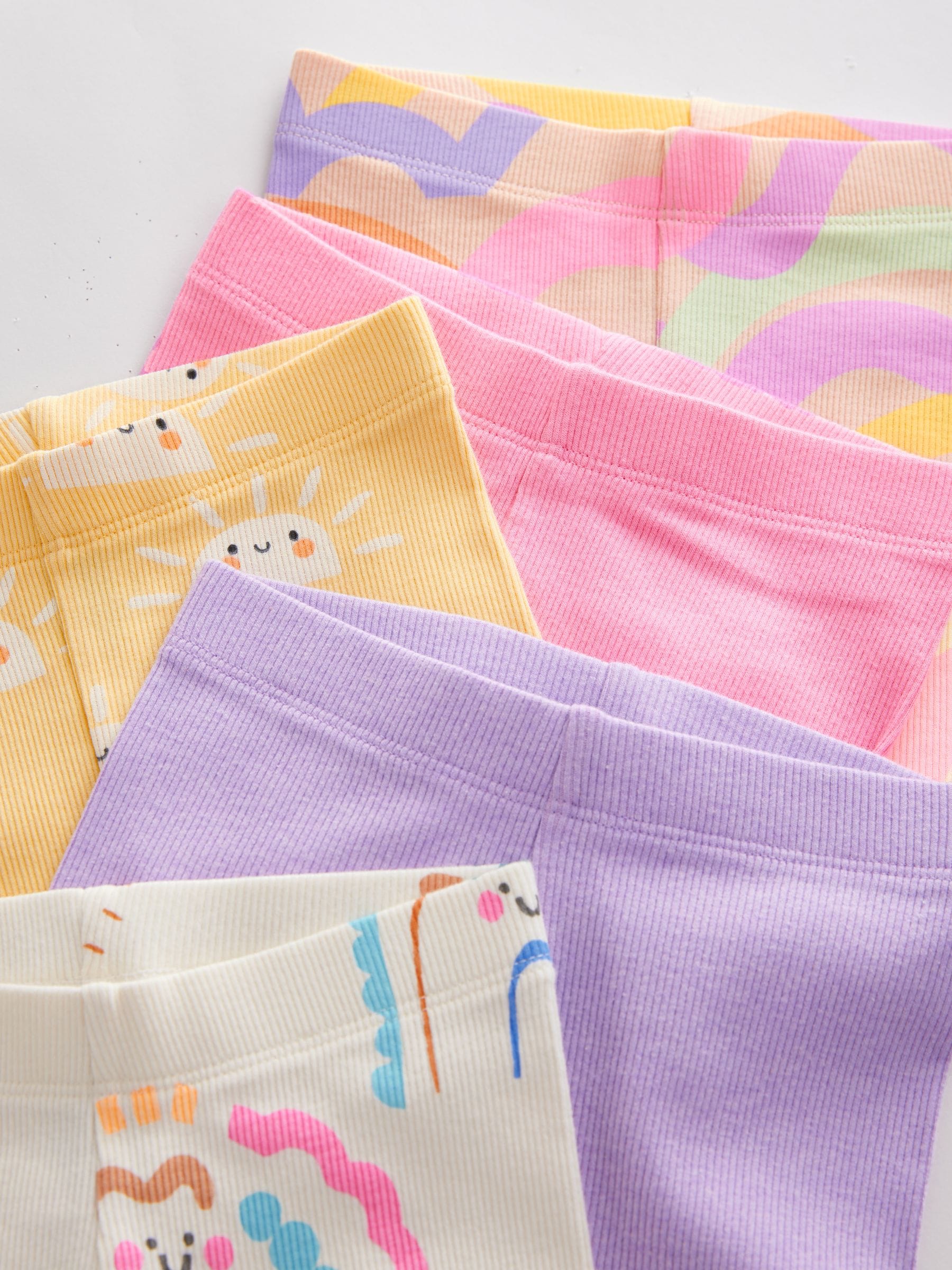 Regenboog - Set van 5 geribbelde fietsshorts (3 mnd-7 jr)