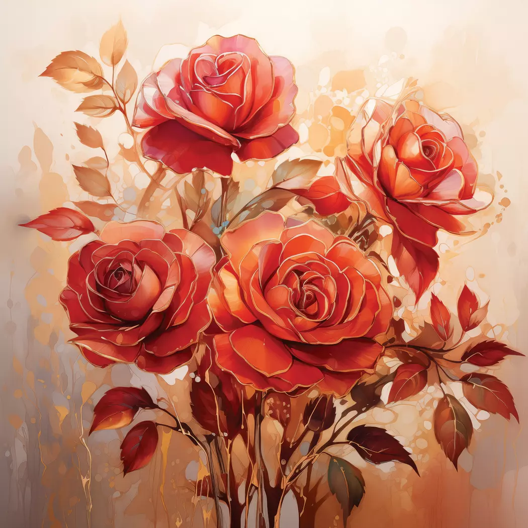 Wandbild 30 x 30 cm Painted Roses I