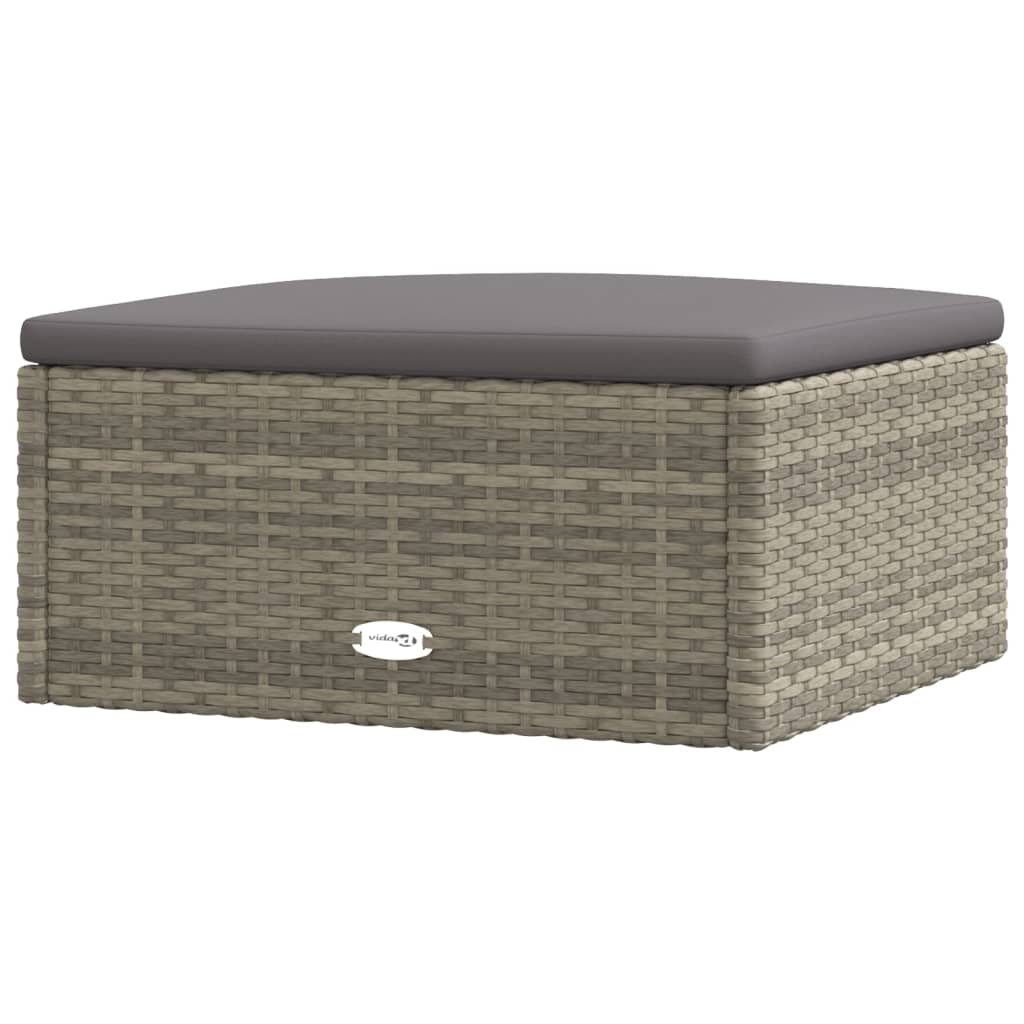 Salon de jardin meuble d'extérieur ensemble de mobilier 7 pièces avec coussins gris résine tressée