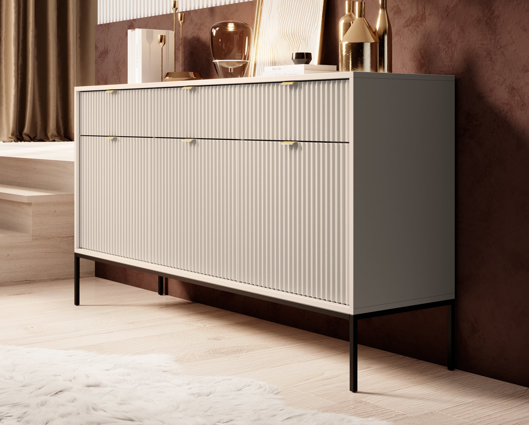 Meubella - Dressoir Navil - Beige - 154 cm