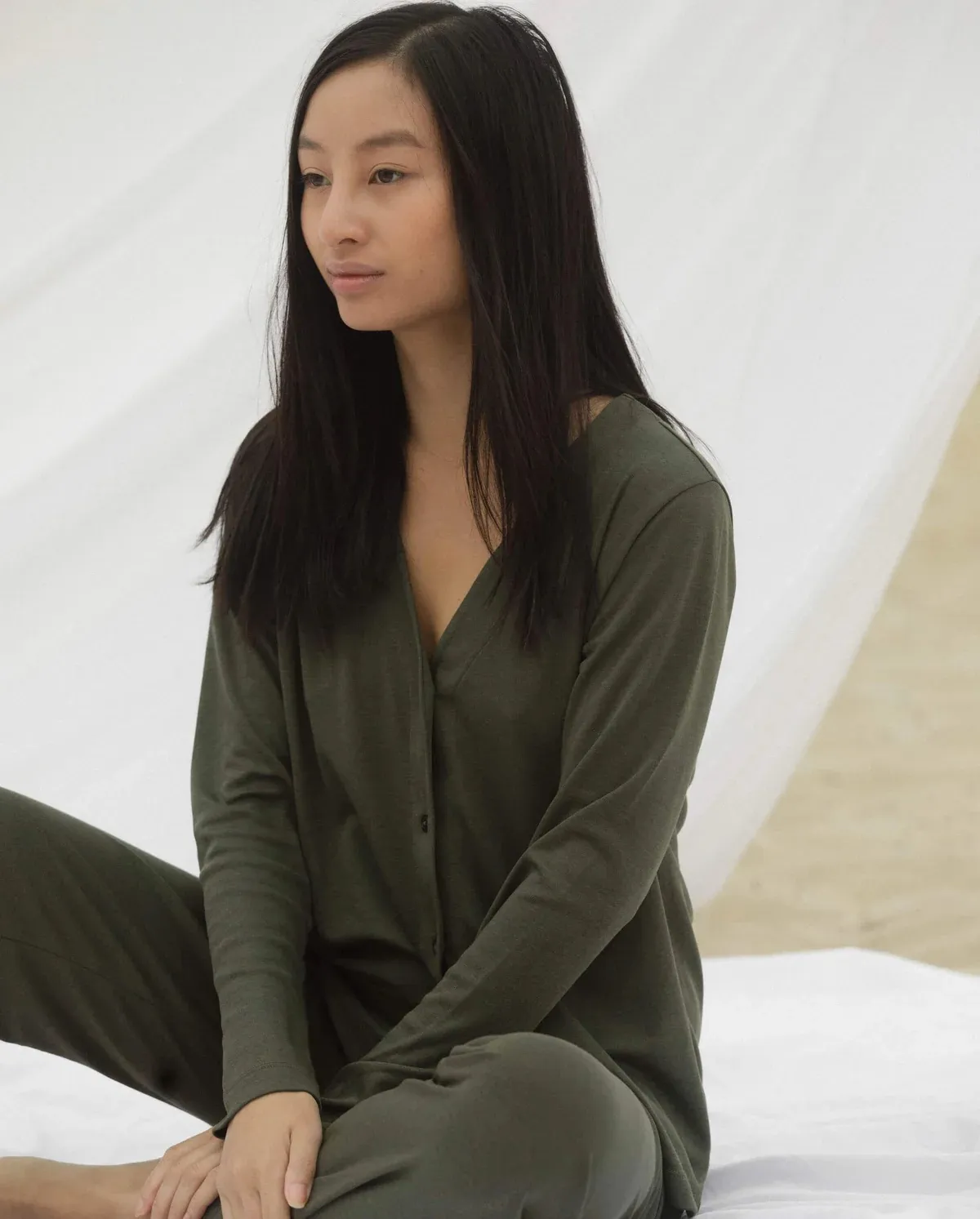 Haut de pyjama boutonné manches longues Angarde