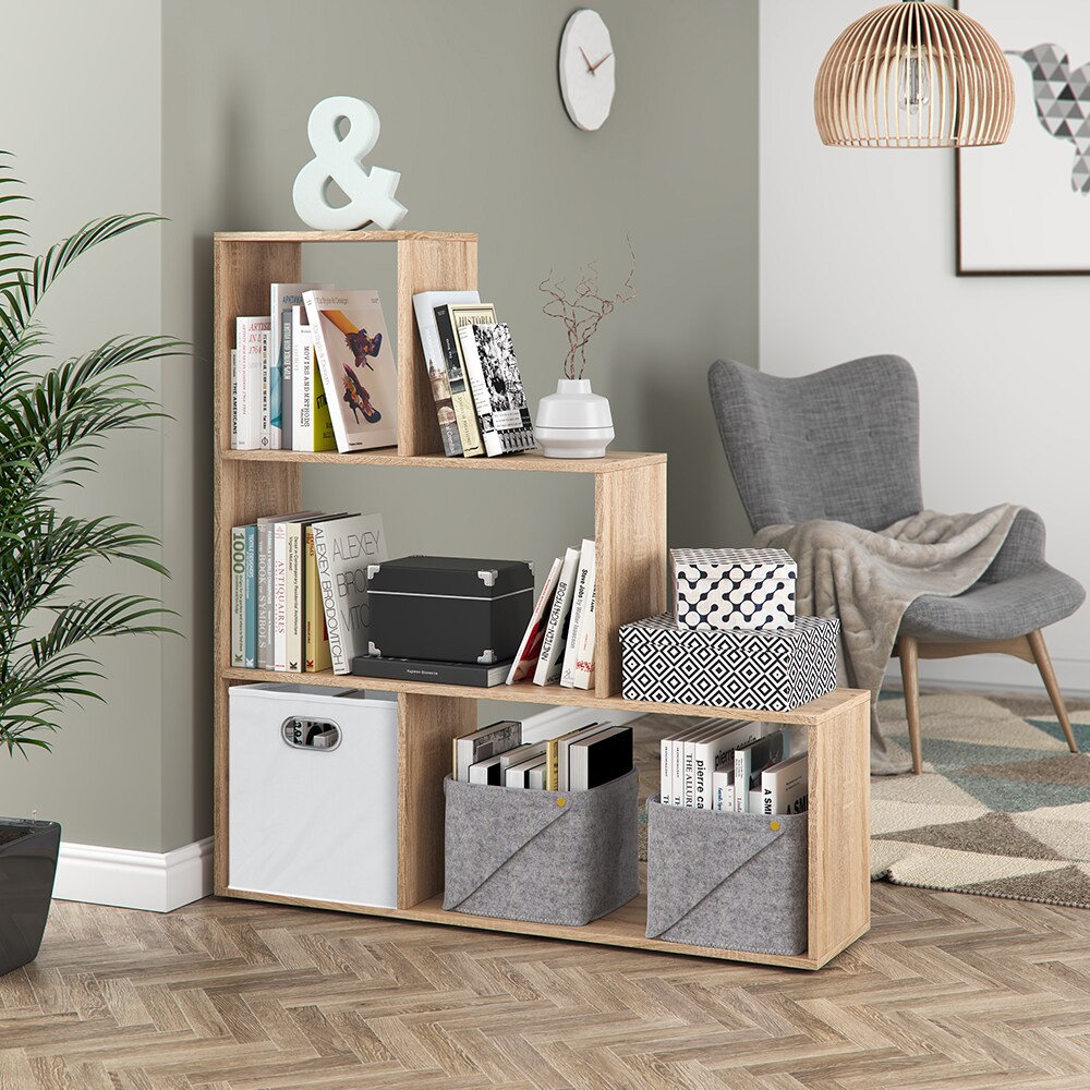 Vicco Treppenregal Asym Raumteiler Bücherregal Regal Wandregal 4 Fächer Sonoma