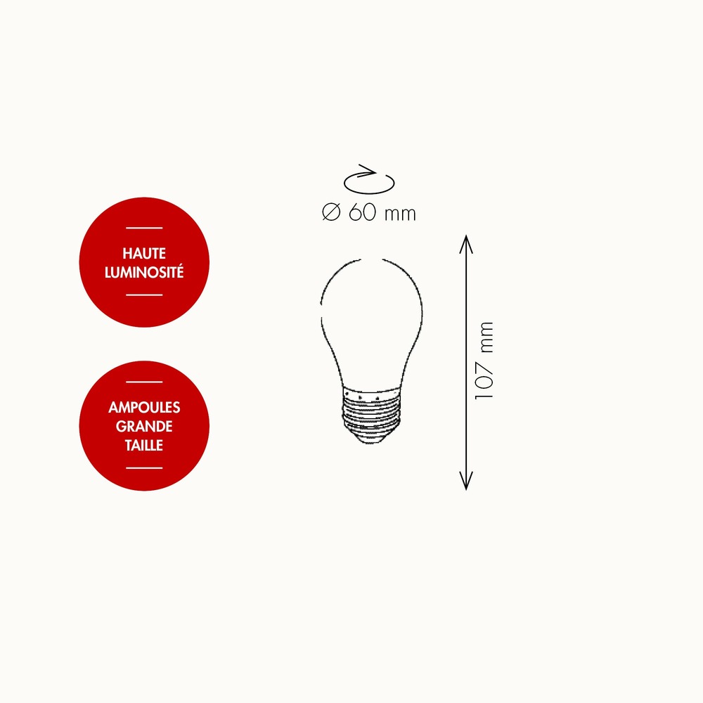 Ampoule e27 2,5w - type guinguette - jaune - chromex