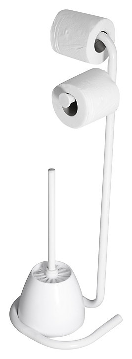 Serviteur WC Allibert Easy en métal coloris blanc l.23 x P.19 x H 68 cm