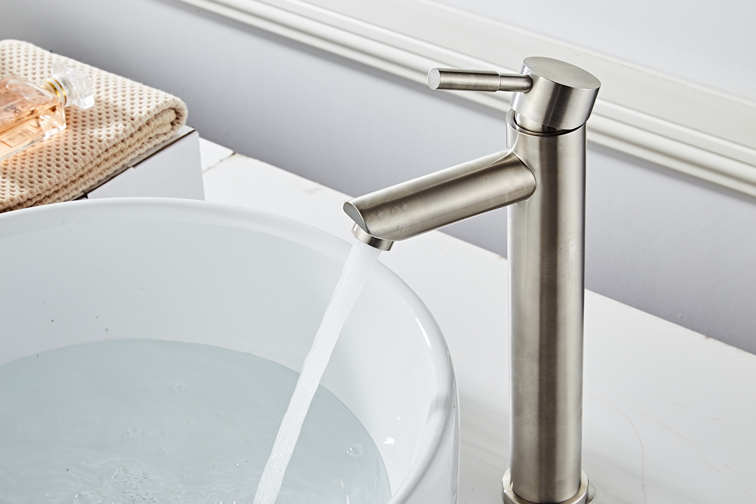Saniclear Exclusive 304-RVS hoge wastafelkraan eenhendel