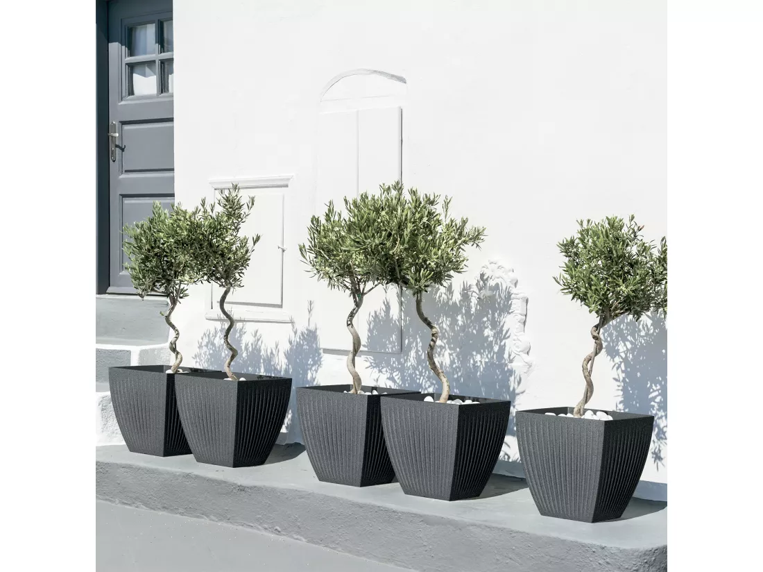 Pot de fleurs Latia Carré MIDL Ø40x40 Granit graphite