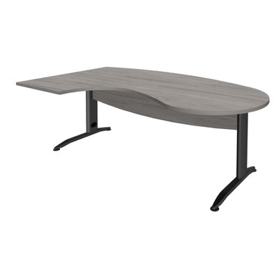 Bureau compact manager retour à gauche IDRA - 200 cm - Pied anthracite - Chêne gris (Pieds de renfort obligatoire à rajouter - non inclus)