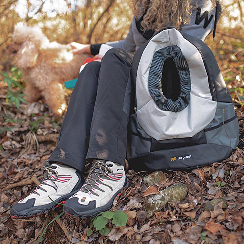 Sac à dos transport pour petits chiens kangoo large, épaules rembourrées, matériau robuste et durable, gris