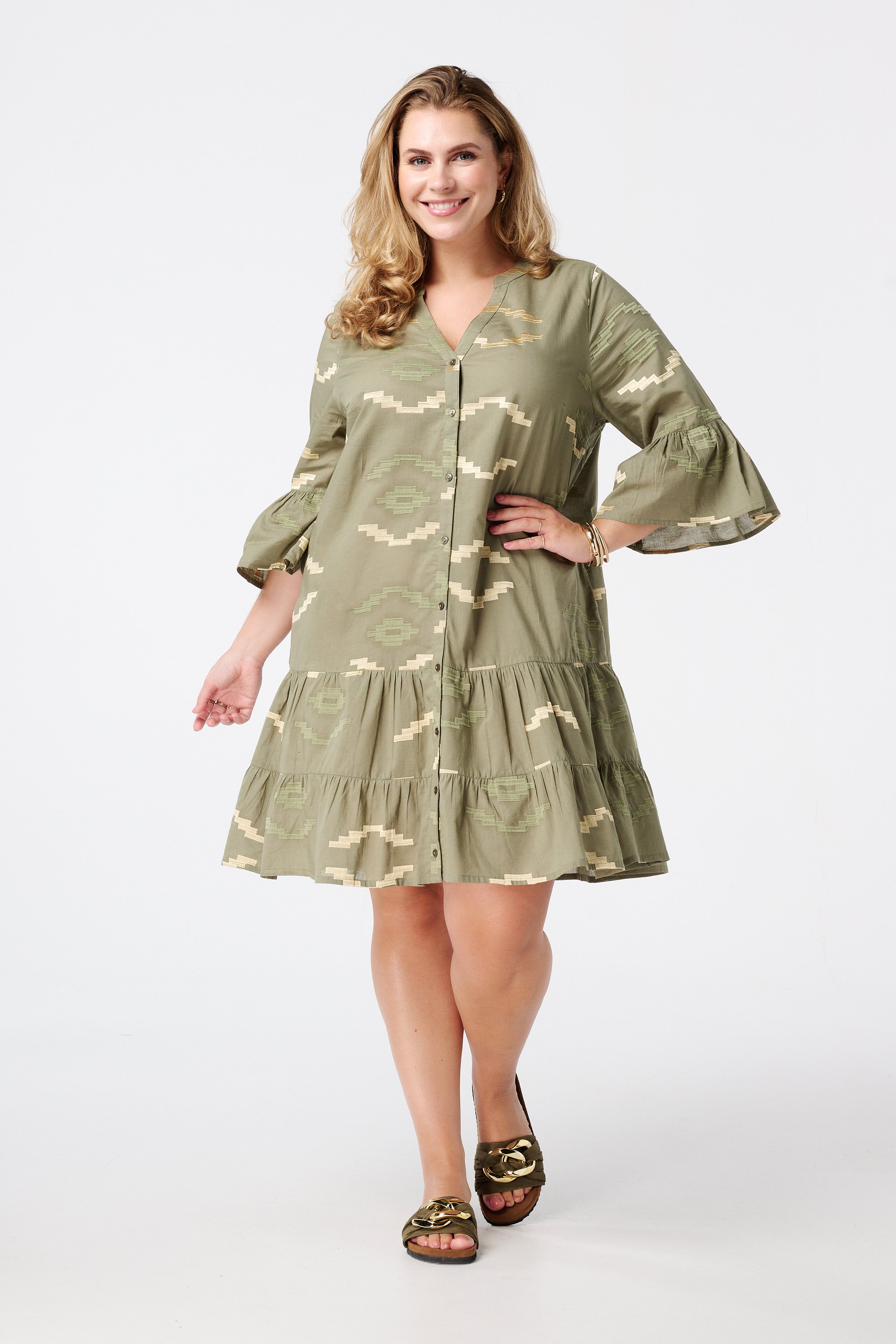 Jurk met print Khaki