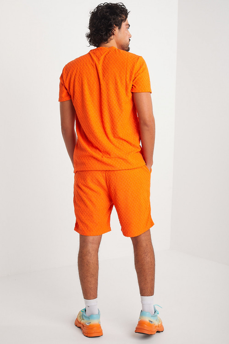 Ensemble 2 pièces t-shirt + short orange texturé