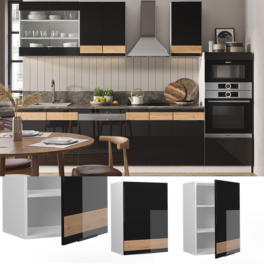 Vicco Hängeschrank Küchenschrank Küchenmöbel Fame-Line Weiß Schwarz Eiche 45 cm modern Hochglanz