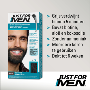Just For Men Snor & Baard  Haarkleuring - M55 Zwart 1ST