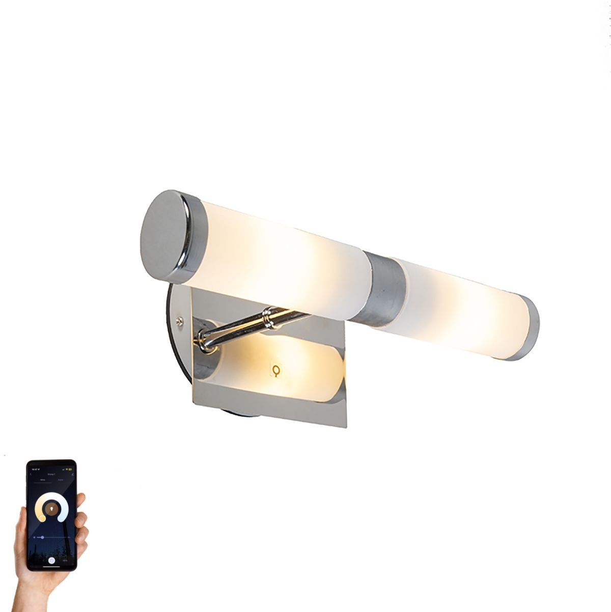 Smart wandlamp chroom IP44 incl. 2 Wifi G9 - Bath