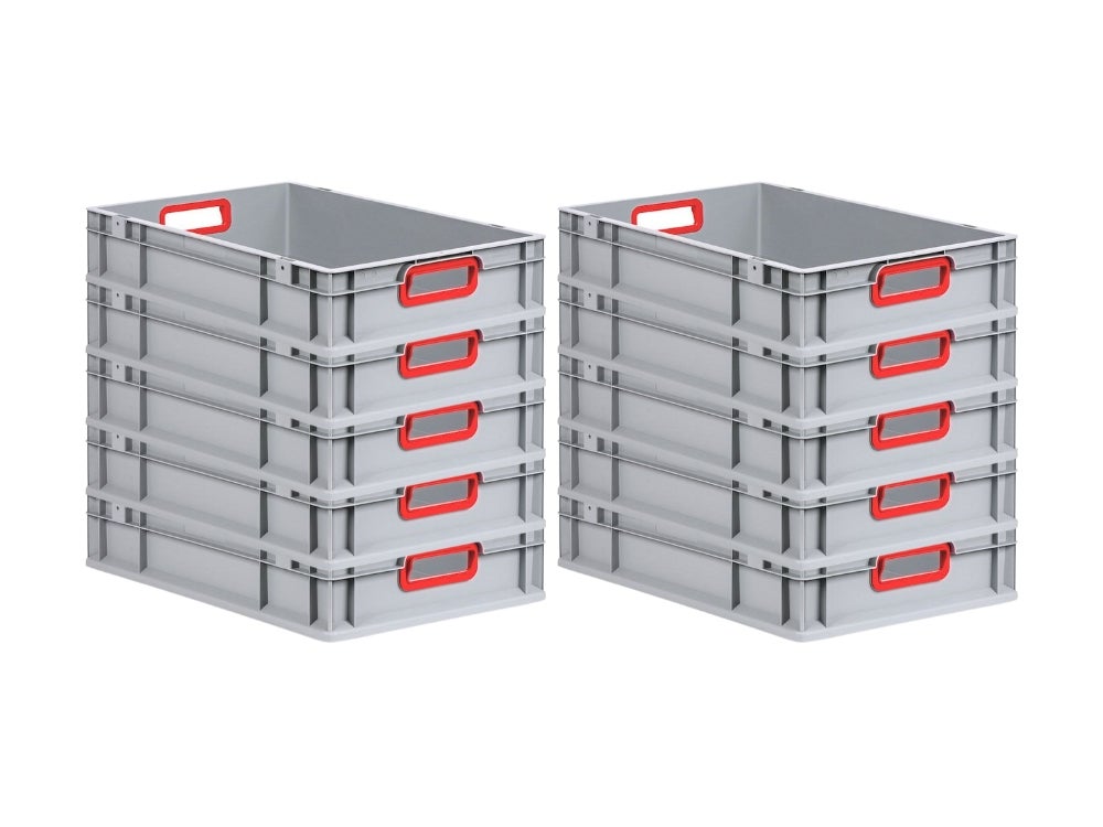 PROREGAL Eurobox Nextgen Kleur HxBxD 12 x 40 x 60 cm 23 liter Handgrepen Rood Open gladde bodem Euro container transportbox