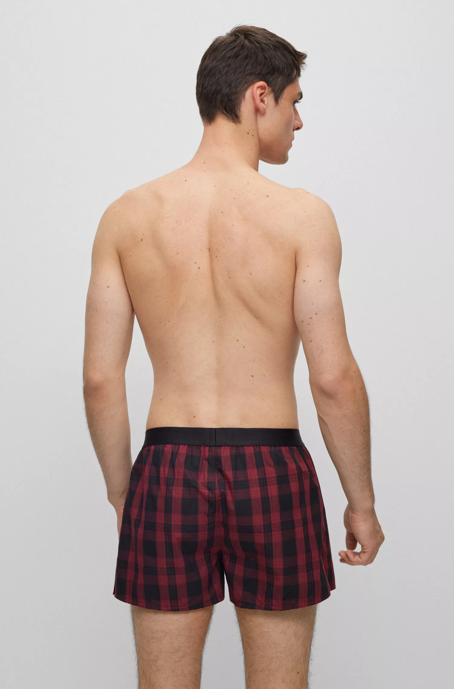 BOSS Preto - Pacote com dois shorts de pijama de algodão com cós com logo.