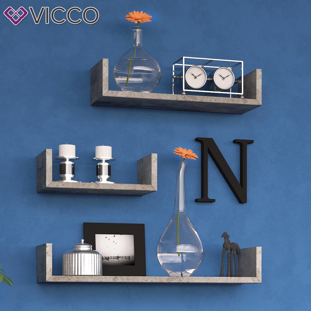 VICCO 3er Set Wandregal Hängeregal Bücherregal Wandboard Trend Regal Beton
