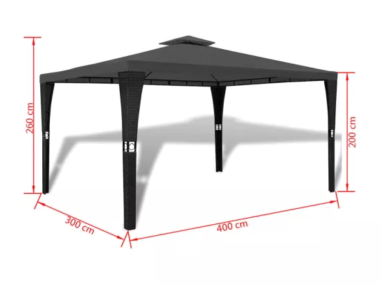 Tonnelle avec toit 3x4 m Gris foncé