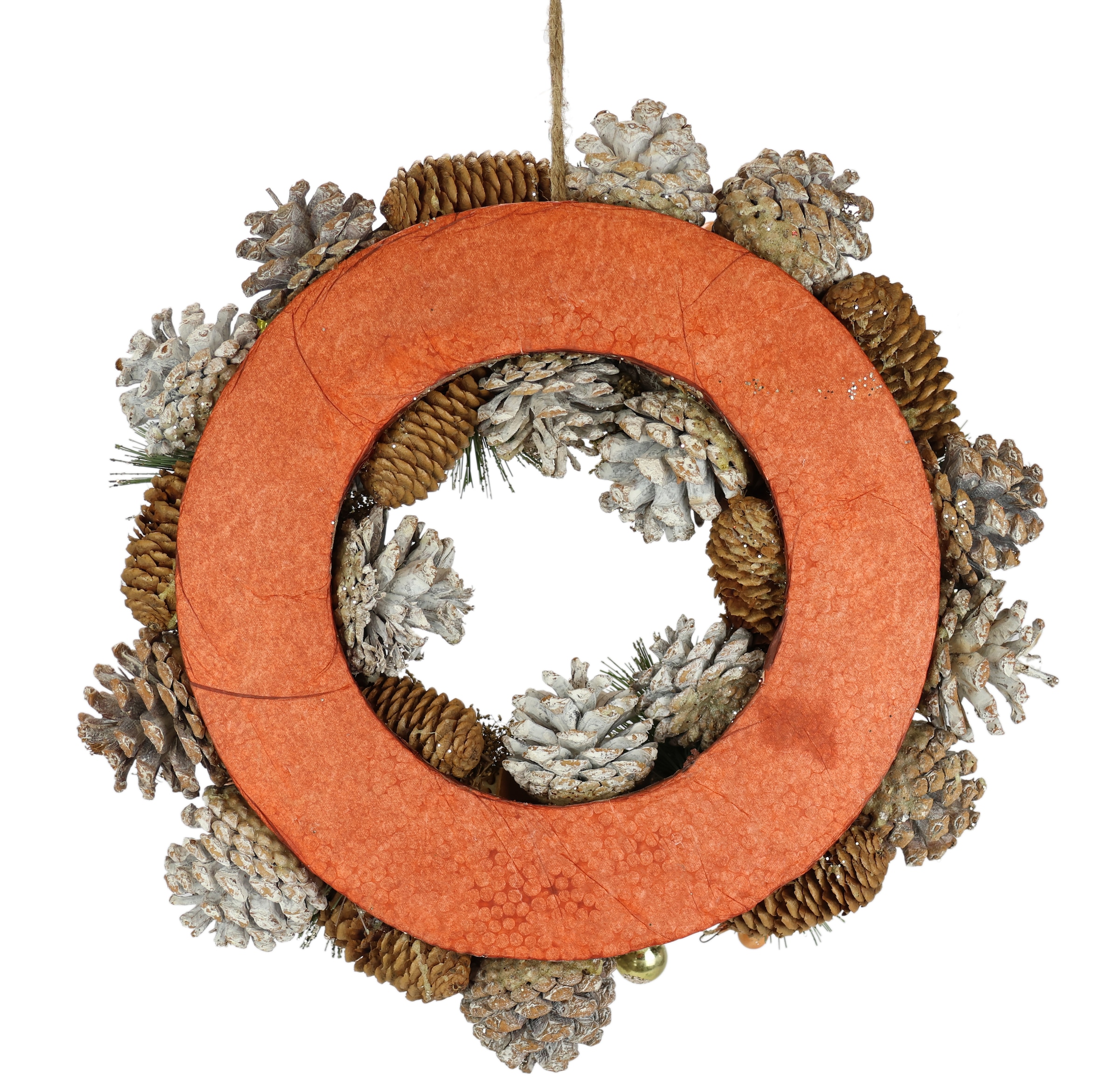 I.GE.A. Kunstkranz »Natur-Kranz Zapfen« Mit Christbaumkugeln Tanne Zapfen Beeren Weihnachtskranz Adventsdeko