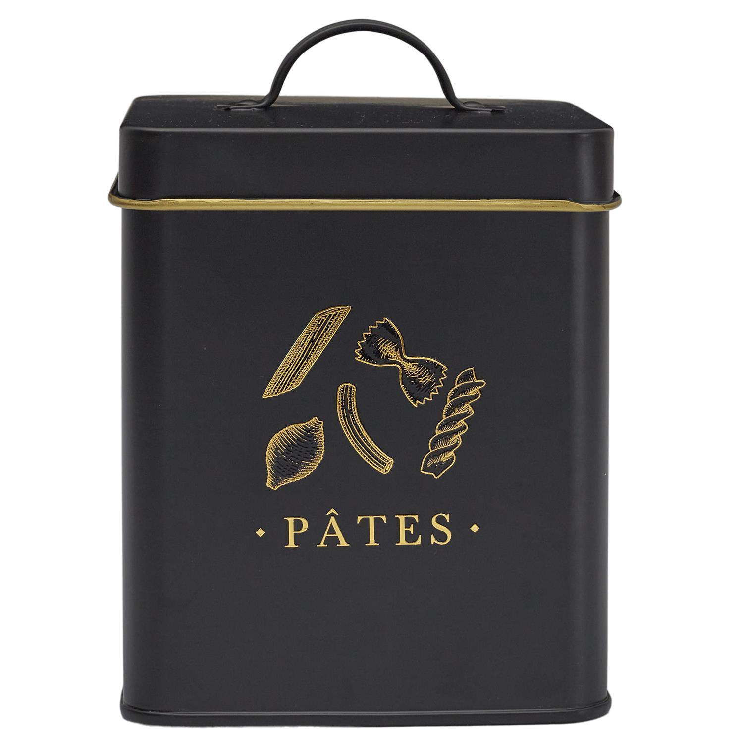 BOITE METAL NOIR ET DORE PATES