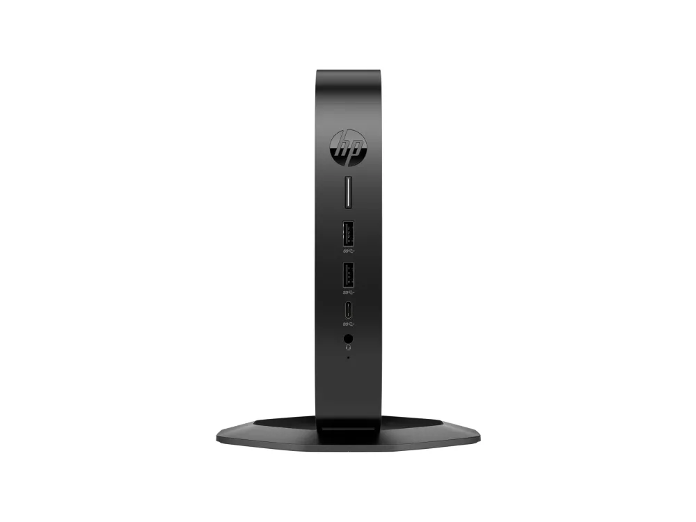 HP Elite t655 - Tynd klient - SFF 1 x Ryzen Embedded R2314 / op til 3.5 GHz - RAM 4 GB - flash 32 GB - eMMC - Radeon Graphics - Gigabit Ethernet, Bluetooth 5.2, IEEE 802.11ax (Wi-Fi 6) - HP ThinPro - skærm: ingen - tastatur: tysk