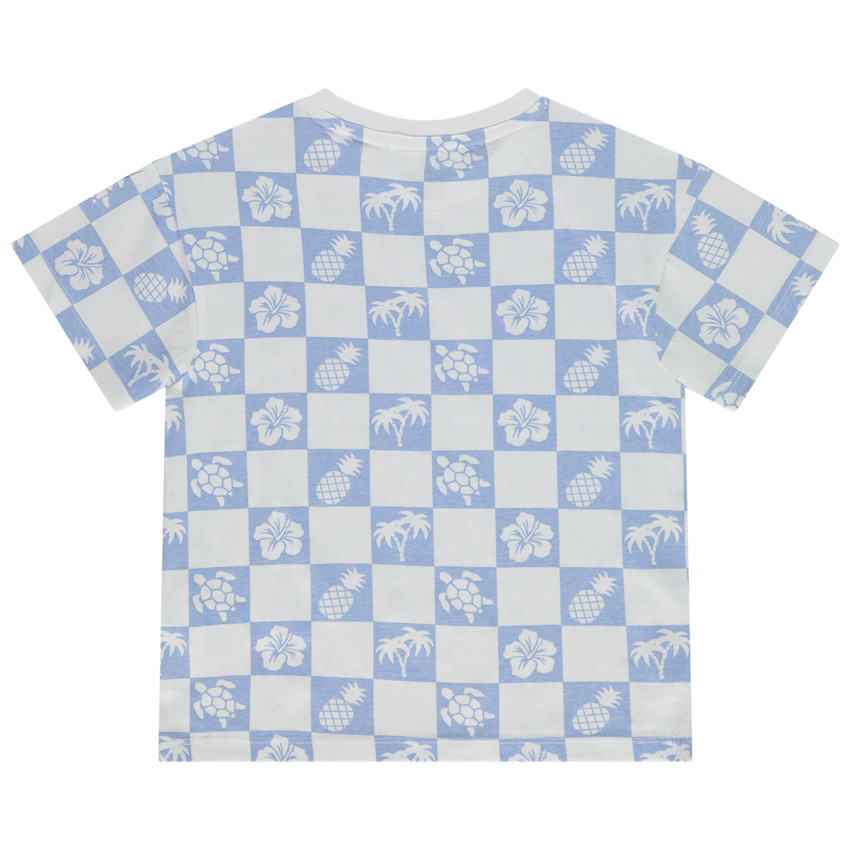 T-shirt manches courtes damier avec imprimé fantaisie pour garçon